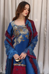 Musferah Saad - Celestial Ocean - Cobalt Blue - Tissue Silk & Organza - 3 Piece